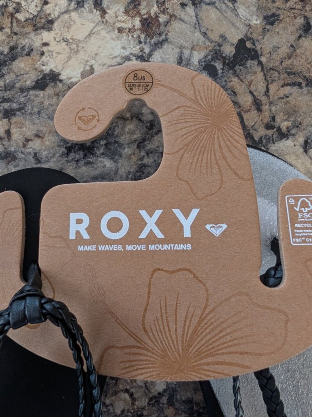 New Women's Roxy Black Sandals Size 8 - Picture 2 of 3